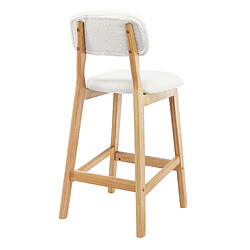 Avis Moloo CLIFF-Tabouret de bar en tissu bouclette écru et bois naturel (x2)