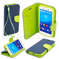 Htdmobiles Housse etui portefeuille pour Sony Xperia Z5 + film ecran - BLEU / VERT