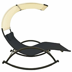 Avis Maison Chic Chaise longue | Transat Bain de soleil double avec auvent textilène noir et crème -GKD19628