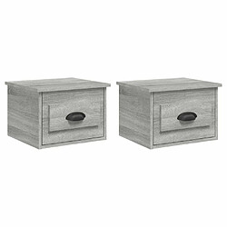 Maison Chic Lot de 2 Tables de Chevet murales - Tables de Nuit sonoma gris 41,5x36x28 cm