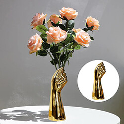 Céramique Main Fleur Vase Fleurs Artificielles Pot Décor De Fête À La Maison Doré pas cher