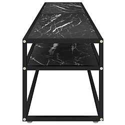 Avis vidaXL Meuble TV marbre noir 200x40x40,5 cm verre trempé