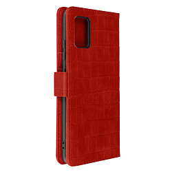 Avizar Étui Samsung Galaxy A51 Effet Crocodile Clapet Portefeuille Support Vidéo Rouge