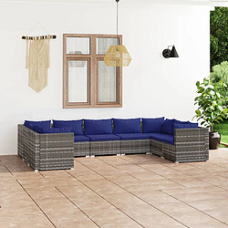 vidaXL Salon de jardin 9 pcs avec coussins Résine tressée Gris