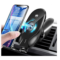 Chrono Chargeur de voiture sans fil, support de téléphone de voiture, support de chargeur de téléphone, charge rapide Qi 10W 7.5W Compatible avec iPhone Xs/Xs Max/XR/X/8/8 Plus, Samsung Galaxy S10/S9/S8 et plus (Noir)