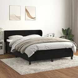 Maison Chic Lit adulte- Lit + matelas,Sommier à lattes de lit avec matelas Noir 140x190 cm Velours -GKD47197