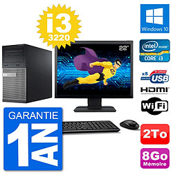 PC Dell 3010 MT Ecran 22" i3-3220 RAM 8Go Disque Dur 2To HDMI Windows 10 Wifi - Occasion