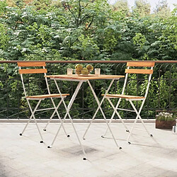 Maison Chic Table de bistro pliable et chaises d'extérieur 3 pcs,Ensemble de bistro de jardin pour relax Bois d'acacia solide et acier -GKD673965