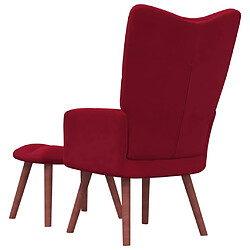 Acheter vidaXL Chaise de relaxation avec repose-pied Rouge bordeaux Velours