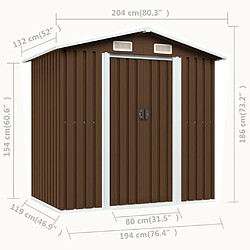 vidaXL Abri de stockage pour jardin Marron 204x132x186 cm Acier pas cher