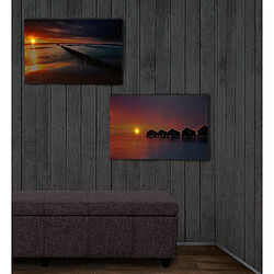 Decoshop26 Toile de décoration murale x2 LED tableau illuminé motif sunset DEC04018