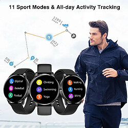 Avis Chrono Smartwatch hommes, montre de fitness avec compteur de pas IP68 montre de sport étanche avec moniteur de fréquence cardiaque moniteur de pression artérielle moniteur de sommeil femmes hommes montre-bracelet pour Android iOS(noir)