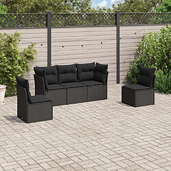 Maison Chic Salon de jardin 5 pcs avec coussins | Ensemble de Table et chaises | Mobilier d'Extérieur noir résine tressée -GKD14039