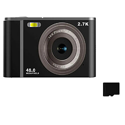 INF Appareil photo numérique 2,7K 48MP 1080P, zoom 16x, carte mémoire 32 Go Black