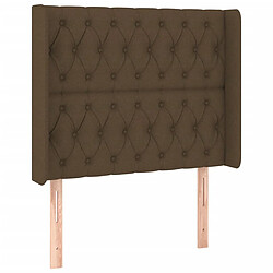 Avis Maison Chic Tête de lit scandinave à LED,meuble de chambre Marron foncé 93x16x118/128 cm Tissu -MN47009