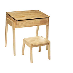 Pegane Pupitre + tabouret en bois coloris beige - Longueur 62 x Profondeur 40 x Hauteur 60 cm