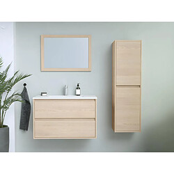 Vente-Unique Meuble de salle de bain suspendu avec vasque à encastrer, miroir et colonne - 80 cm - MILIPAM 