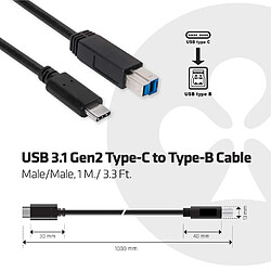 Acheter Club 3D CLUB3D USB 3.1 Gen2 Type-C to Type-B Cable Male/Male, 1 M./ 3.3 Ft.