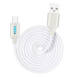 Wewoo Câble USB Micro USB Interface Chapiteau en alliage de Zinc Lumineux Intelligent Extinction automatique Câble de données de charge blanc