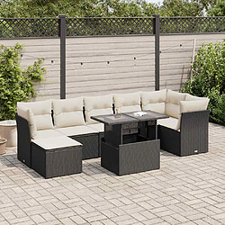 vidaXL Salon de jardin 8 pcs avec coussins noir résine tressée