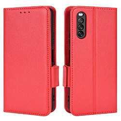 Etui en PU texture litchi rouge pour votre Sony Xperia 10 III 5G/Xperia 10 III Lite