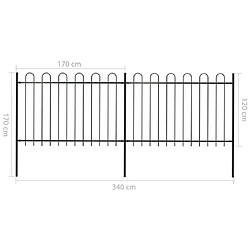 Acheter vidaXL Clôture de jardin avec dessus en cerceau Acier 3,4 x 1,2 m Noir