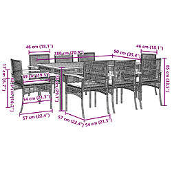 vidaXL Ensemble à manger de jardin et coussins 9 pcs beige Poly rotin pas cher