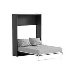 Avis Vente-Unique Lit escamotable 160 x 200 cm - Ouverture verticale manuelle - Anthracite et naturel - MALINA II