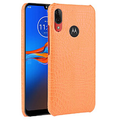 Wewoo Coque Rigide Pour Motorola Moto E6 Plus Crocodile Antichoc Texture PC + Etui PU Orange