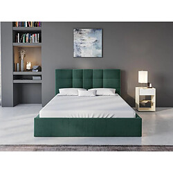 Avis Lit coffre 180 x 200 cm - Tissu - Vert sapin - ELIAVA de Pascal Morabito