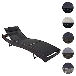 Mendler Chaise longue Savannah, polyrotin, bain de soleil ~ marron chiné, enveloppe noir