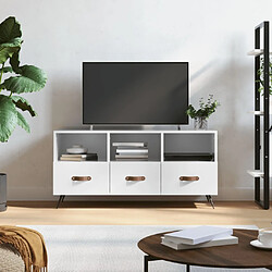 Maison Chic Meuble TV scandinave - Banc TV pour salon Blanc brillant 102x36x50 cm Bois d'ingénierie -MN71680