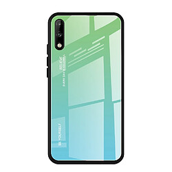 Wewoo Coque Pour Huawei Enjoy 10 Gradient Color Glass Case Sky Blue