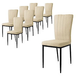 ML-Design Lot 8 chaises de salle à manger en velours doux beige avec dossier ergonomique 