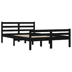 Avis vidaXL Cadre de lit sans matelas noir bois massif 135x190 cm