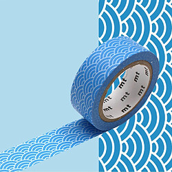 Masking tape vague Seigaiha - Bleu - 1,5 cm x 7 m