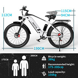 DUOTTS F26 Vélo de montagne électrique 750W *2 doubles moteurs 48 V 17,5 Ah Batterie LG 26 * 4,0 pouces Gros pneus - Argent pas cher