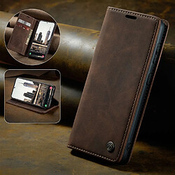 Etui en PU CASEME avec porte-carte café pour votre Samsung Galaxy S22 5G