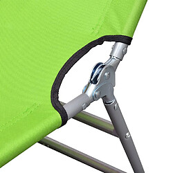 Acheter Helloshop26 Transat chaise longue bain de soleil lit de jardin terrasse meuble d'extérieur avec coussin de tête acier enduit de poudre vert 02_0012443