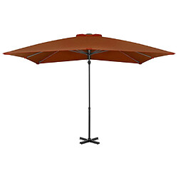 ComfortXL Parasol Déporté Avec Mât En Aluminium Terre Cuite 250x250 Cm