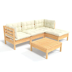 Maison Chic Salon de jardin 5 pcs + coussins - Mobilier/Meubles de jardin - Table et chaises d'extérieur crème Bois de pin -MN81414