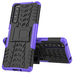 Coque en TPU combo antidérapant avec béquille violet pour votre Sony Xperia 1 II