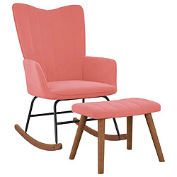 Maison Chic Chaise à bascule avec repose-pied | Fauteuil Relax Rose Velours -GKD62562