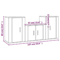 vidaXL Ensemble de meubles TV 3 pcs Blanc brillant Bois d'ingénierie pas cher