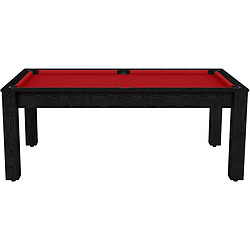 De Faugeres Billard convertible table 8 personnes Arizona (plateau et accessoires en option) Noir boisé , Rouge (plateau)