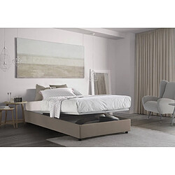 Autrement Talamo Italia Silvia lit queen size avec conteneur, Made in Italy, en tissu amovible, 120x190 cm, avec ouverture frontale, Taupe.