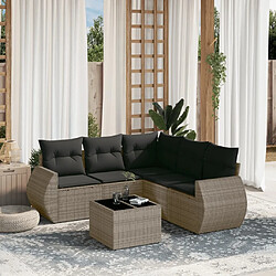 Maison Chic Salon de jardin 6 pcs avec coussins | Ensemble de Table et chaises | Mobilier d'Extérieur gris résine tressée -GKD22221