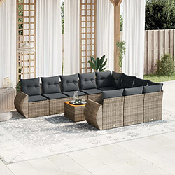 vidaXL Salon de jardin 11 pcs avec coussins gris résine tressée