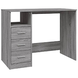 Helloshop26 Bureau table poste de travail meuble d'ordinateur informatique étude avec tiroirs sonoma 102 x 50 x 76 cm bois d'ingénierie gris 02_0023474