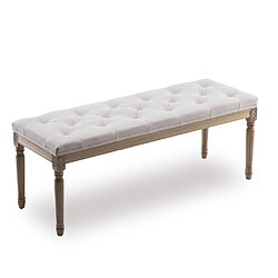 Banc capitonné Romane XL style Louis XVI tissu Beige